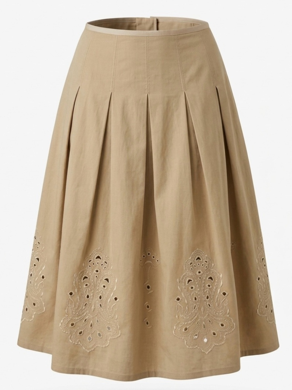 Beige Cotton Eyelet A-Line Skirt Sz 16 Boho Coquette Girl